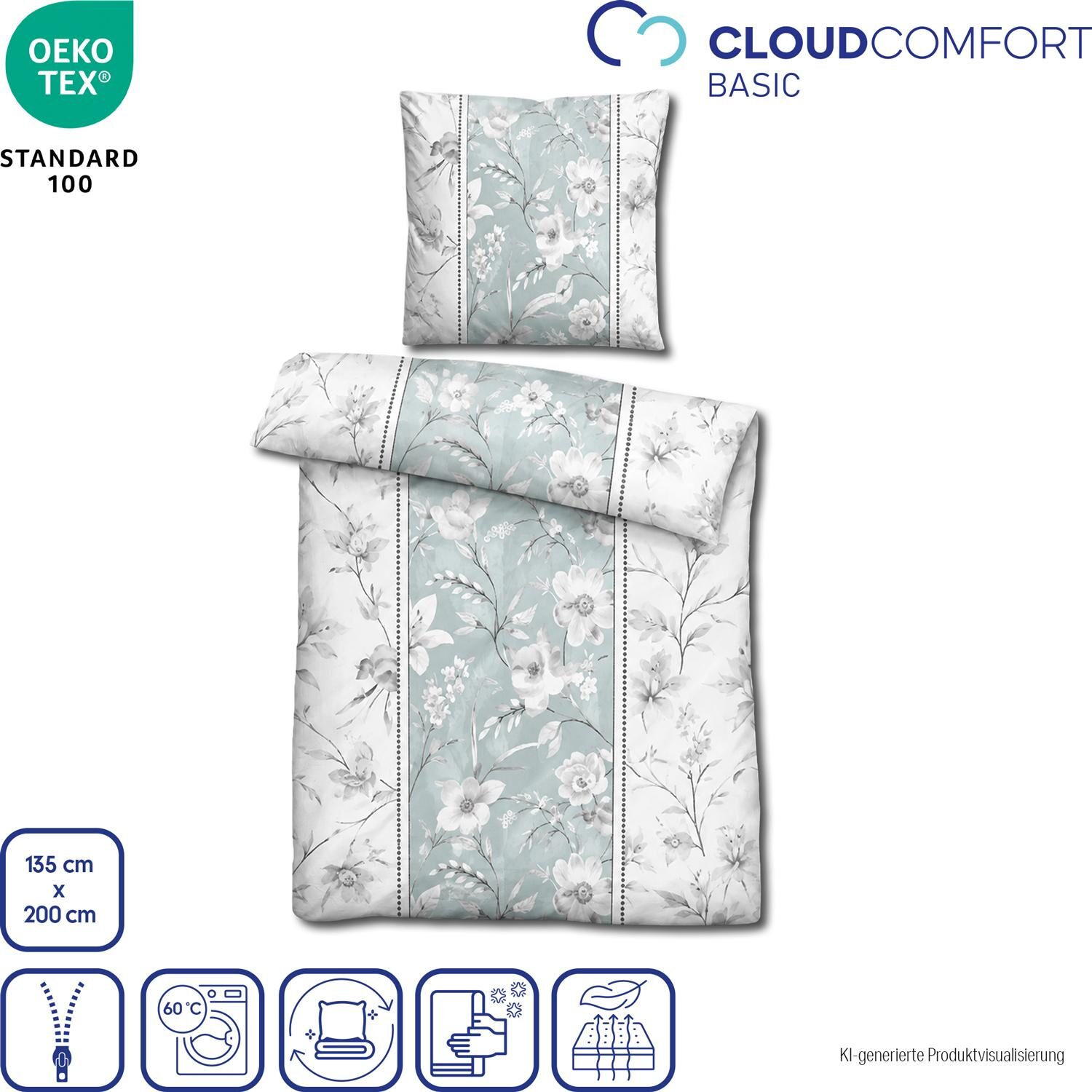 Juego de cama Cloud Comfort de satén Mako, 135 x 200 cm + 80 x 80 cm