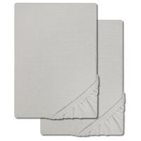Paquete doble CloudComfort Basic sábana bajera jersey stretch gris plata 120 x 200 cm (2 piezas)