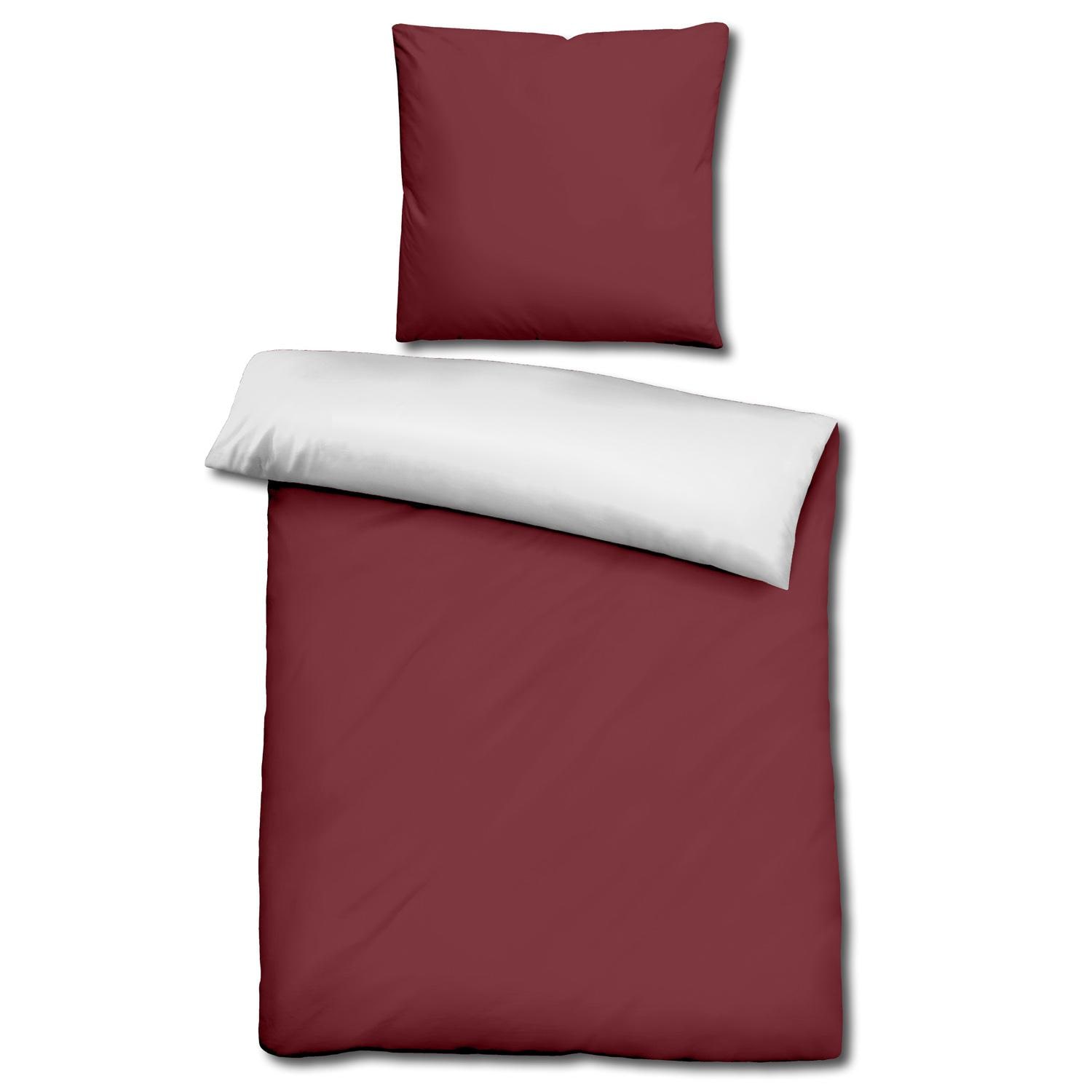 Sleezzz® Renforcé reversible bed linen dark red/white 135 x 200 + 80 x 80 cm