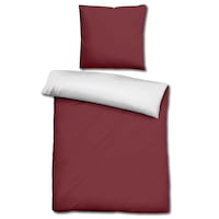 Sleezzz® Renforcé reversible bed linen dark red/white 135 x 200 + 80 x 80 cm