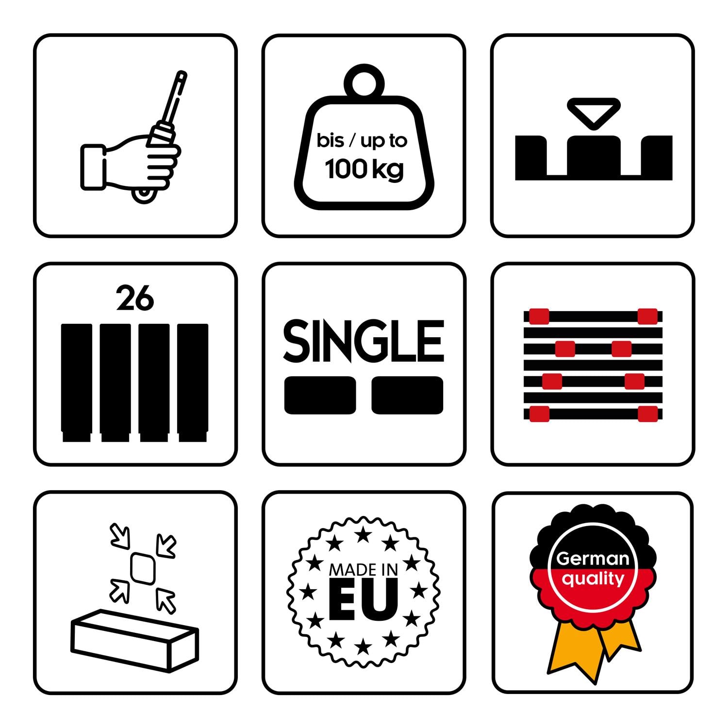 Features as icons – Slatted frame K 100 x 200 cm