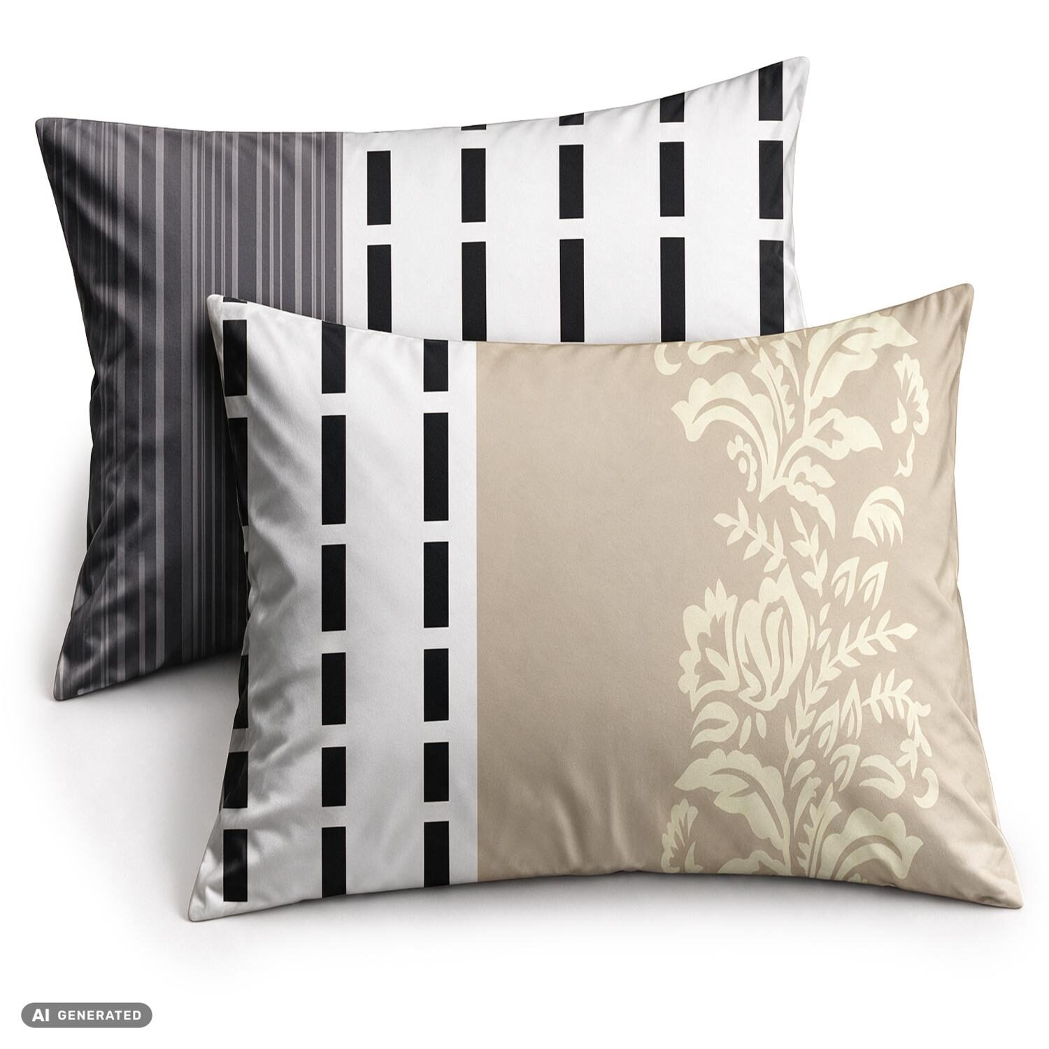 Funda de almohada de algodón CloudComfort Basic, beige/blanca, juego de 2 unidades, 70 x 90 cm