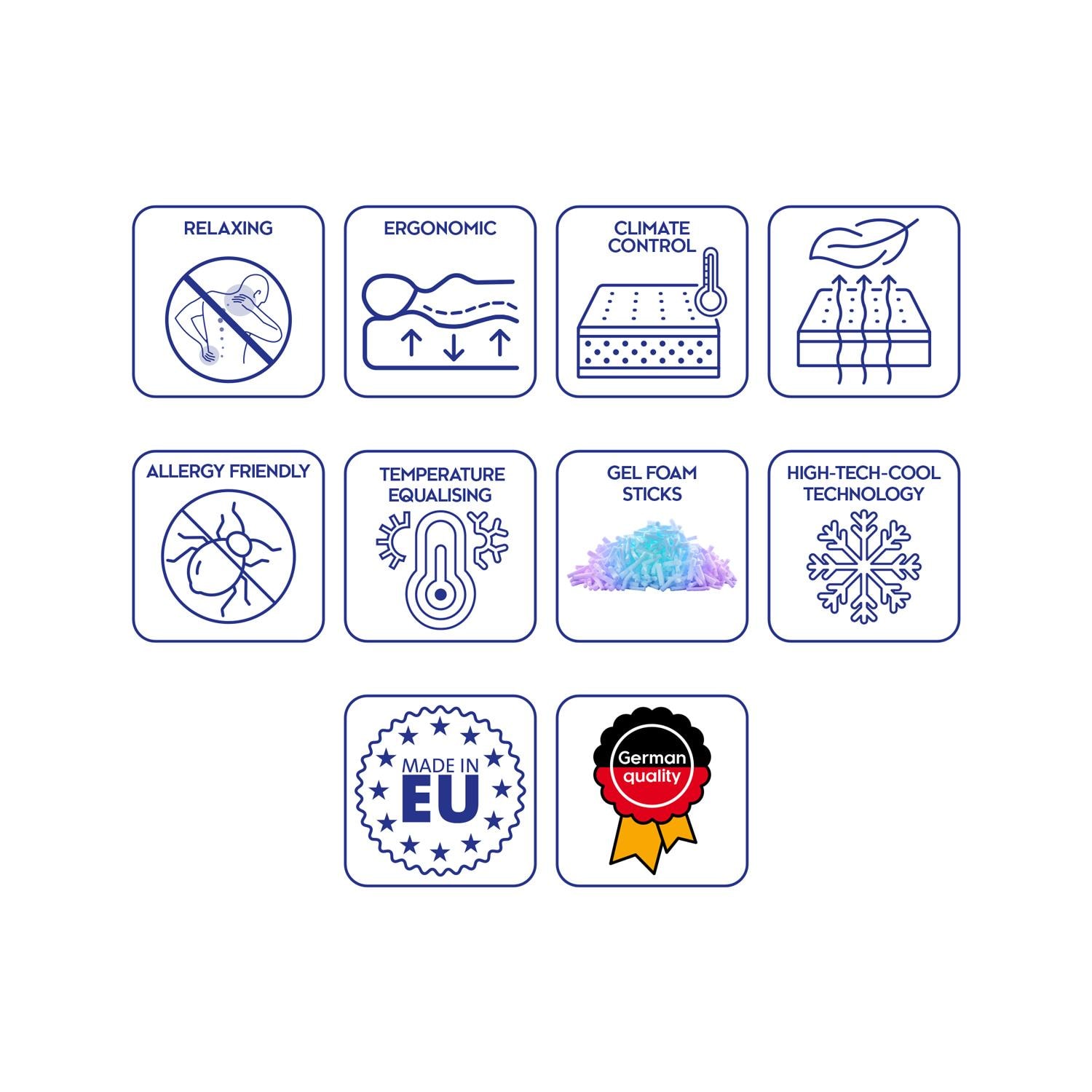 Features as icons – CloudComfort Basic gel-flake pillow 40 x 80 cm