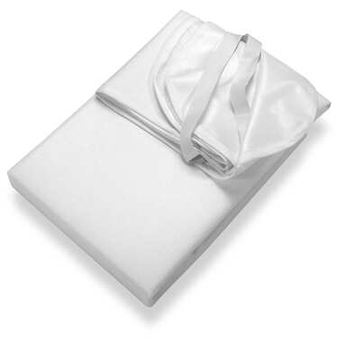 Sleezzz Vital nepremokavý molitanový chránič matraca s pevným napnutím 80 x 200 cm, chránič matraca zo 100 % bavlny v bielej farbe
