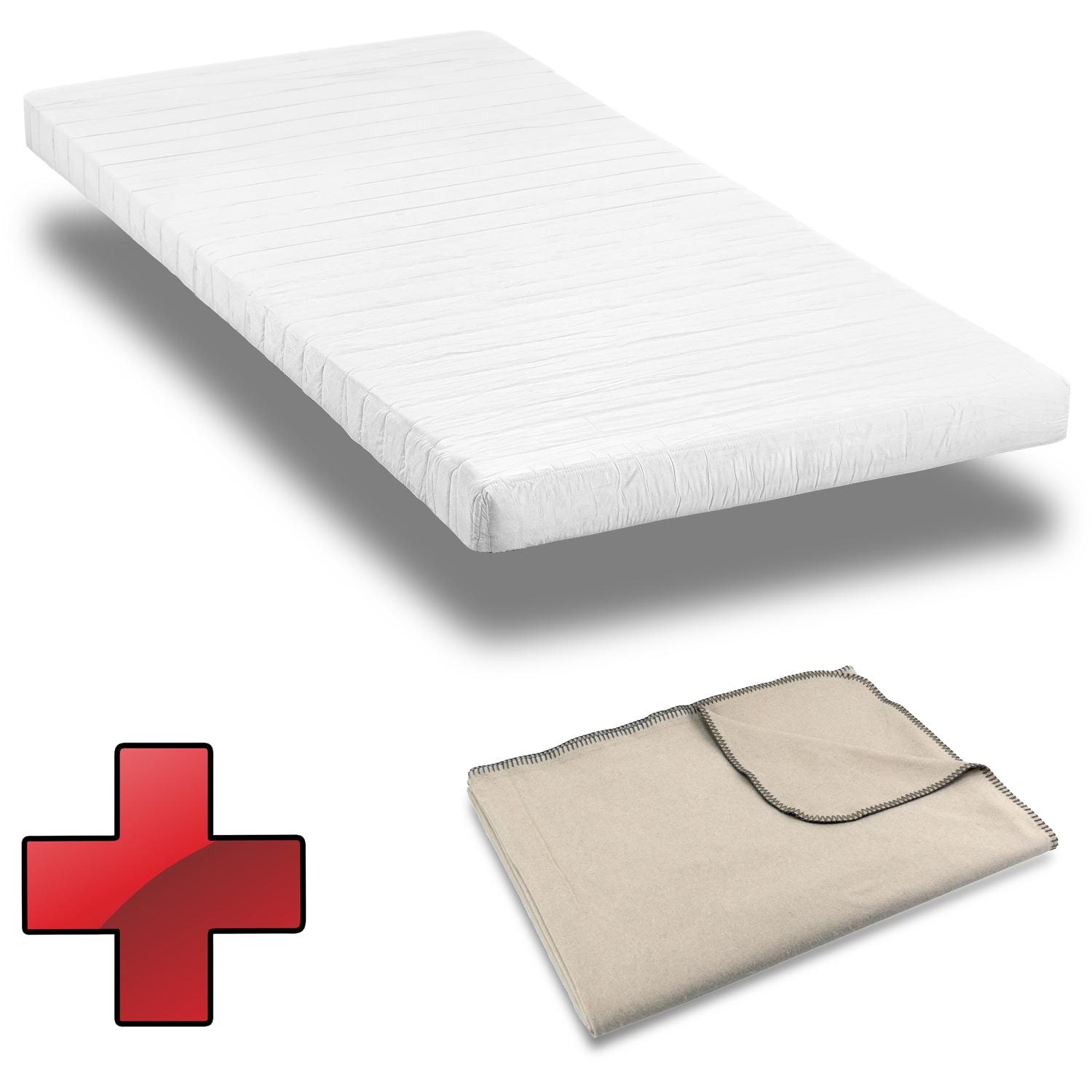 Comfort foam mattress K10 100 x 200 cm, height 10 cm, firmness level H3 + Sleezzz® Smart cuddly blanket 140 x 200 cm