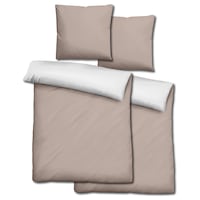 Double pack Sleezzz® Renforcé reversible bed linen beige/white 135 x 200 + 80 x 80 cm
