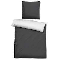 Sleezzz® Renforcé reversible bed linen dark gray/white 135 x 200 + 80 x 80 cm
