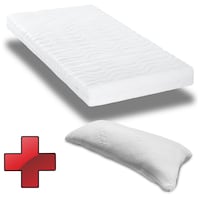 Colchón de espuma fría CloudComfort Premium 90 x 200 cm, altura 15 cm, nivel de firmeza H2/H3 + almohada viscoelástica CloudComfort 40 x 80 cm