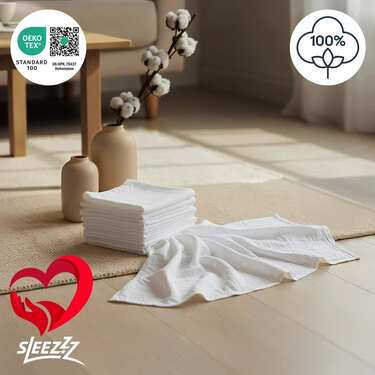 Pañales de gasa blancos de 70 x 70 cm, en paquete de 20 unidades, 100 % algodón