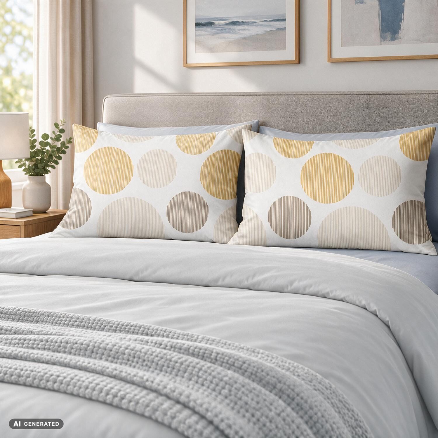 CloudComfort Basic: juego de 2 fundas de almohada de algodón con diseño de círculos, 40 x 80 cm