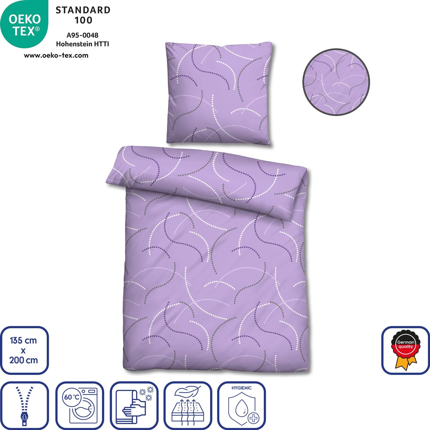 Features as icons – Double pack of microfiber bed linen 155 x 220 + 80 x 80 cm
