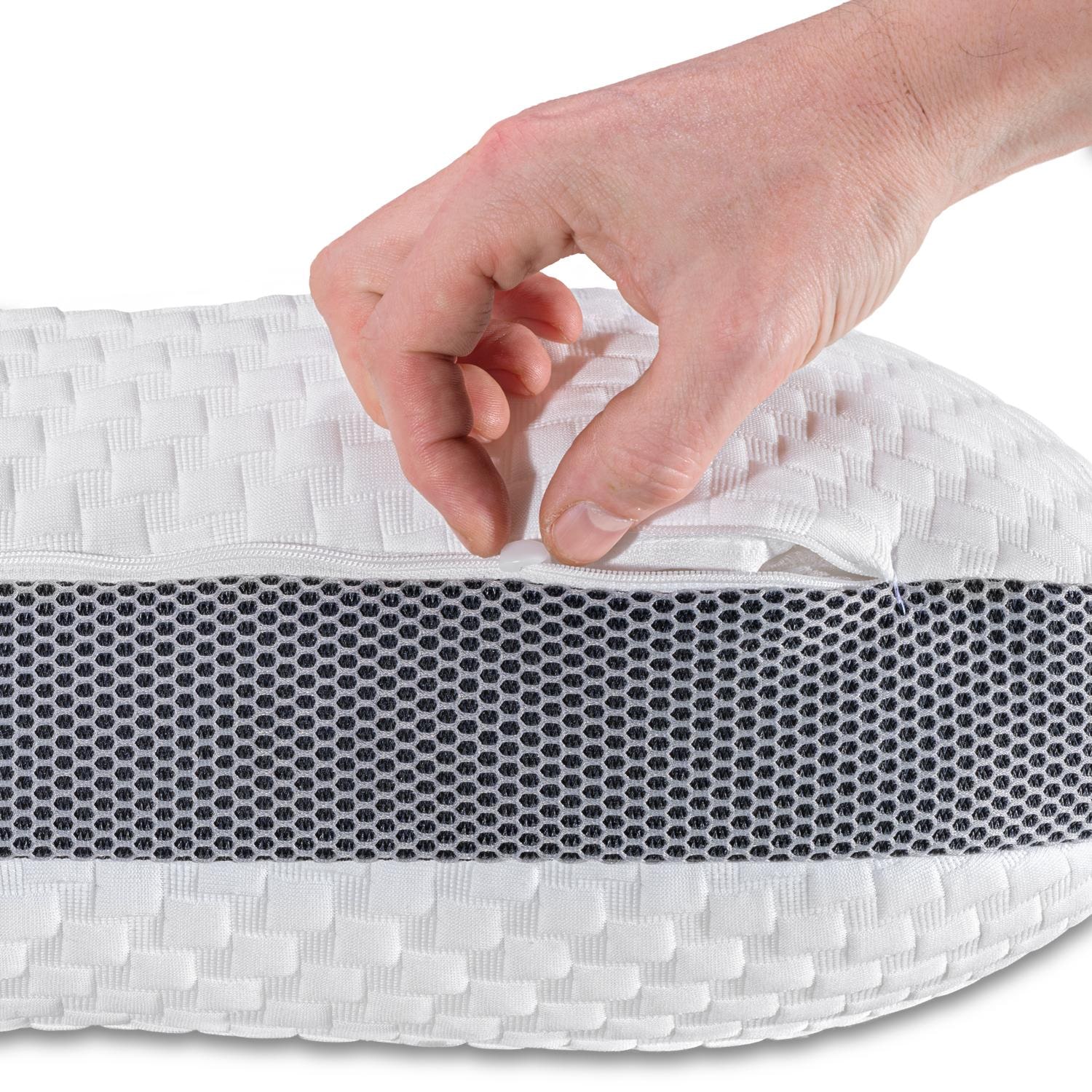 2 x Sleezzz Premium Viscoelastic Contour Pillows (Butterfly Shape), 36 x 60 cm, with a skin-friendly double-layer cover