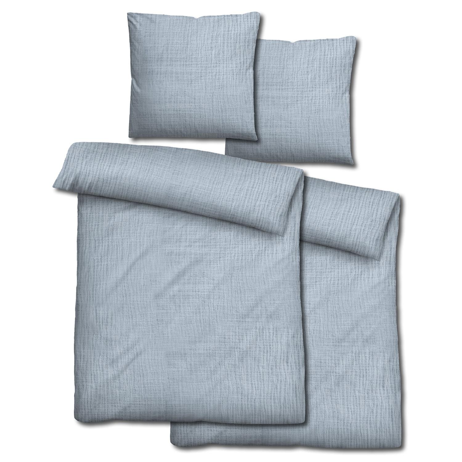 Lote de dos juegos de ropa de cama de muselina Sleezzz® azul, 155 x 220 cm + 80 x 80 cm