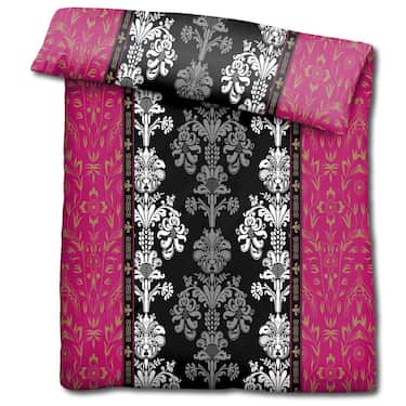 CloudComfort Basic ropa de cama de microfibra negro/rosa 135 x 200 + 80 x 80 cm