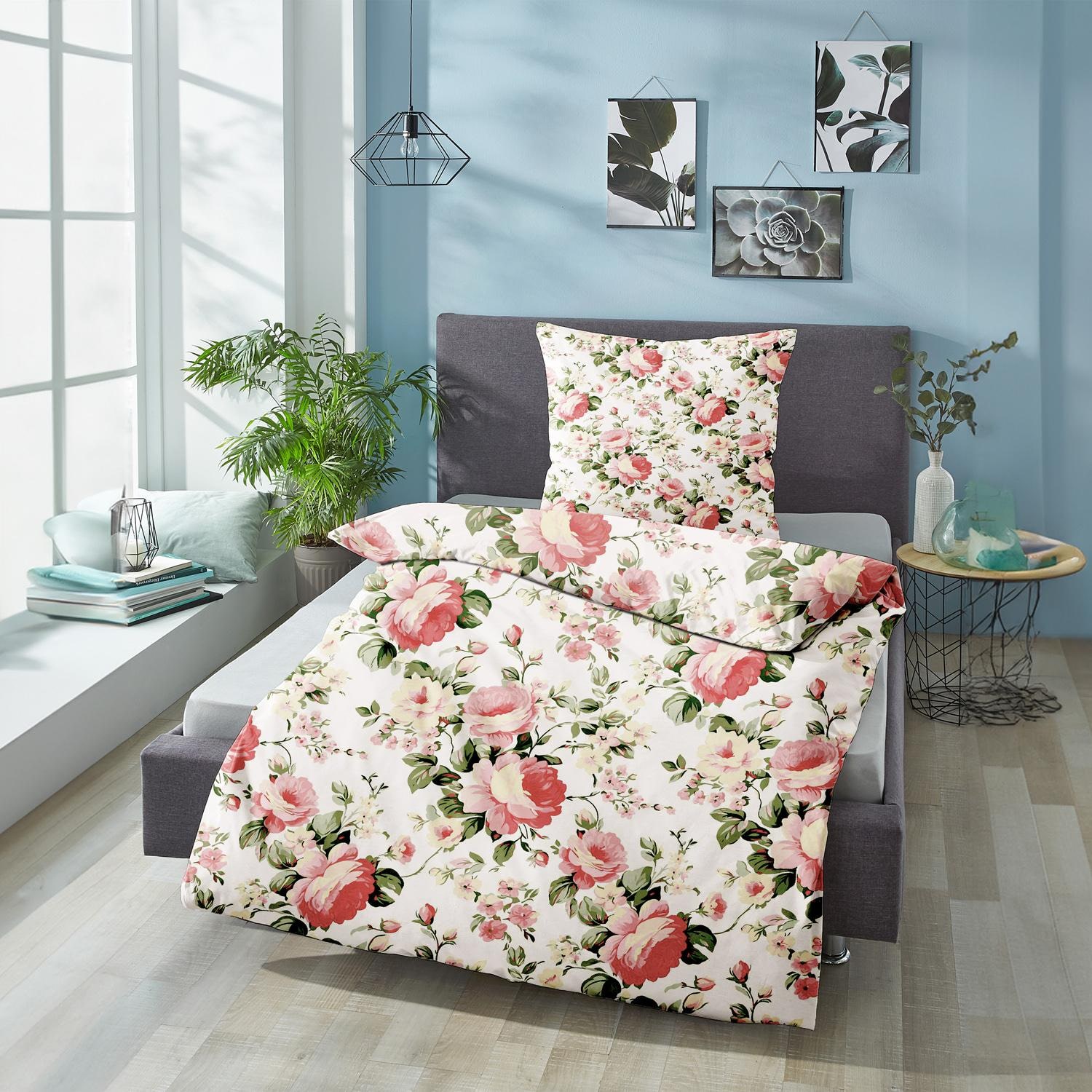 Double pack CloudComfort Basic microfiber bed linen Camelie 135 x 200 + 80 x 80 cm