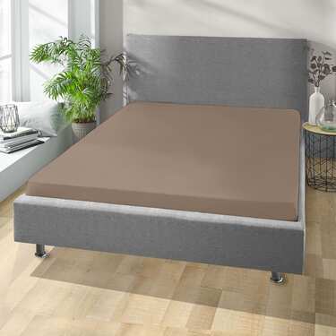 Juego de 4 sábanas bajeras CloudComfort Basic de jersey elástico, color topo, 120 x 200 cm (4 unidades)