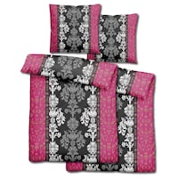 Paquete doble de ropa de cama de microfibra CloudComfort Basic negro/rosa 135 x 200 + 80 x 80 cm