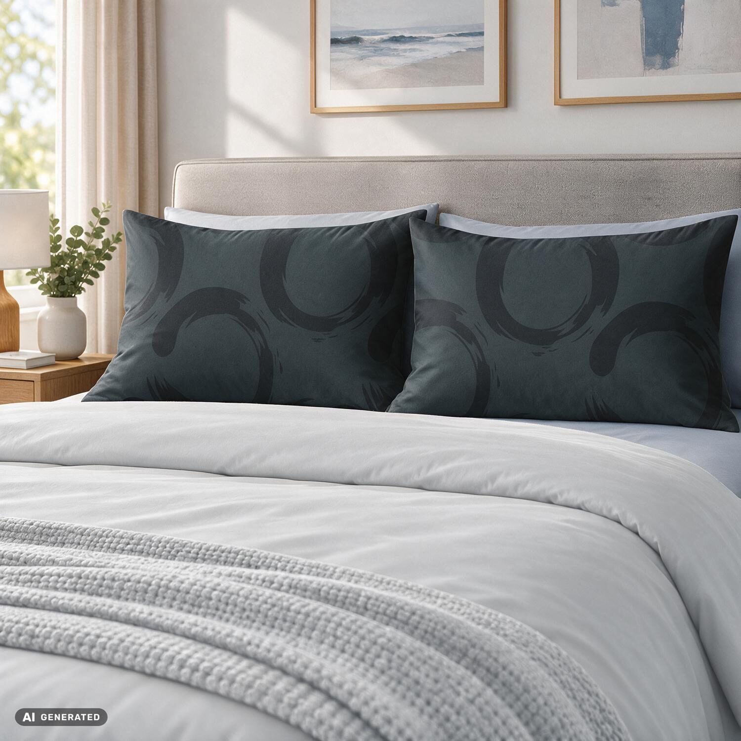 Juego de 2 fundas de almohada de algodón CloudComfort Basic, color antracita, 70 x 90 cm