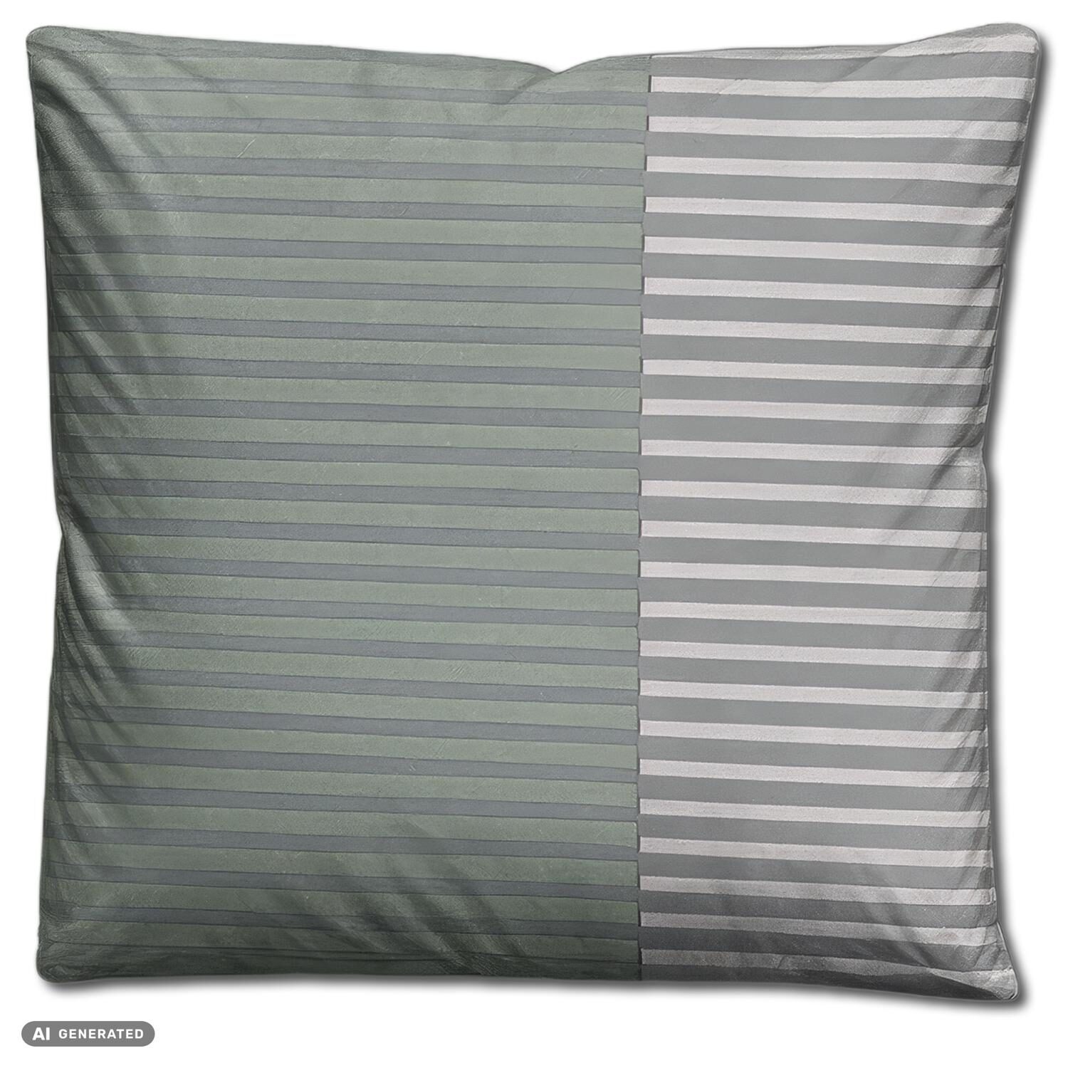 Juego de cama CloudComfort Renforcé, rayas grises y verdes, 135 x 200 + 80 x 80 cm