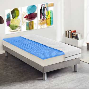 Colchón viscoelástico de 7 zonas Sleezzz Smart 90 x 200 cm, altura 18 cm, nivel de firmeza H3 con espuma viscoelástica con memoria de aire + almohada Sleezzz® premium efecto memoria