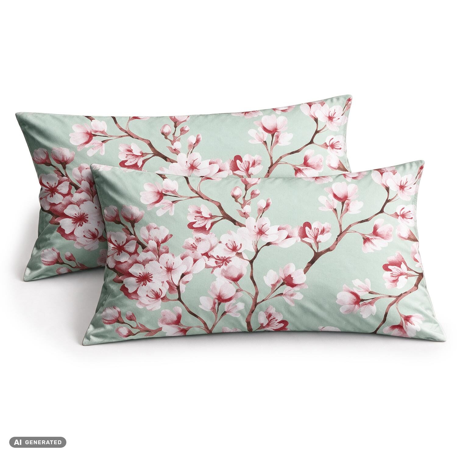 CloudComfort Basic: juego de 2 fundas de almohada de algodón color menta, 40 x 80 cm