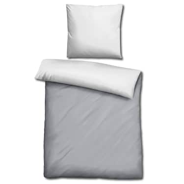 Double pack Sleezzz® Renforcé reversible bed linen light gray/white 135 x 200 + 80 x 80 cm