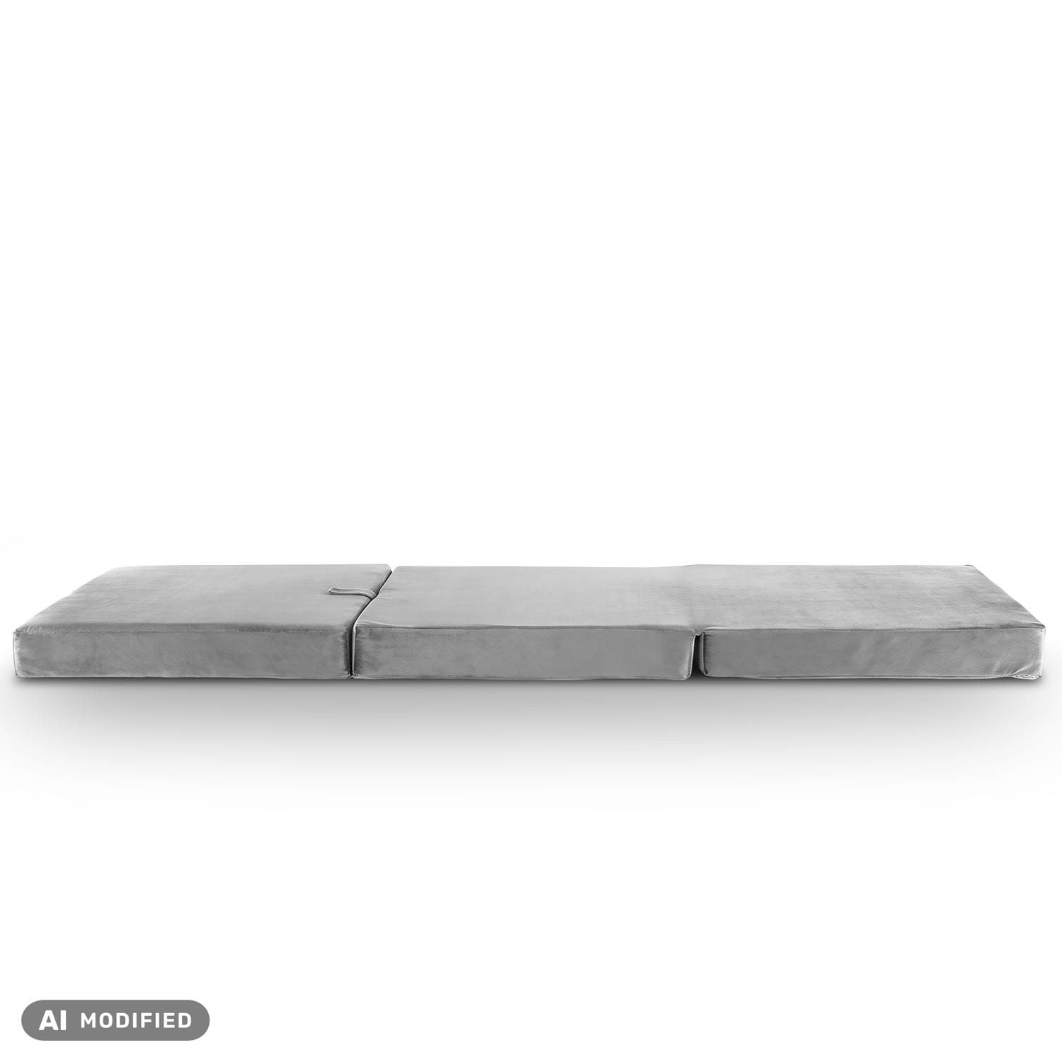 Colchón plegable CloudComfort Premium, 70 x 195 cm, color plata, 10 cm de grosor, tapizado con tela de tapicería