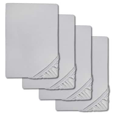 Castell prześcieradło z mikrofibry interlock jersey ciemnoszare 90 x 190 - 100 x 200 cm w opakowaniu 4 szt.