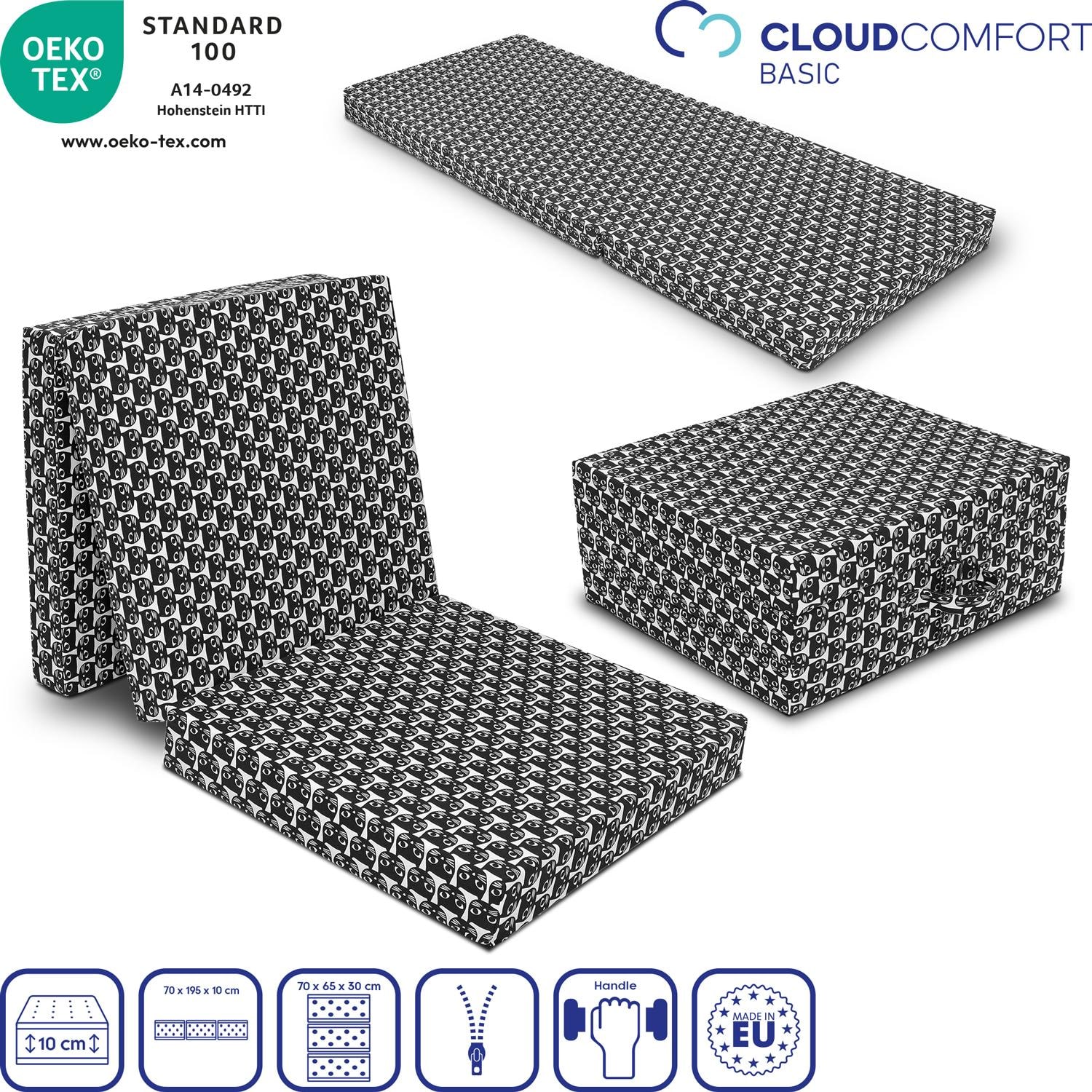 Egenskaber som symboler – CloudComfort Basic foldemadras 70 x 195 cm kattemønster