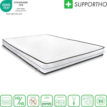 Komfortní pěnová matrace Supportho Basic 140 x 200 cm, výška 16 cm, stupeň tuhosti H2/H3