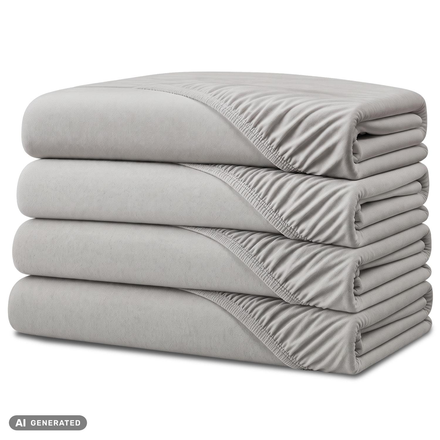 Juego de 4 sábanas bajeras CloudComfort Basic gris plata 140 x 190 - 160 x 200 cm