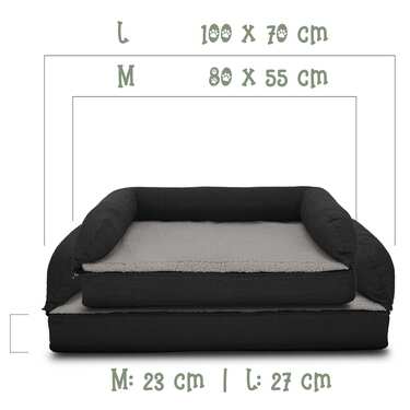 80 x 55 x 23 cm cama ortopédica para perros con respaldo tamaño M