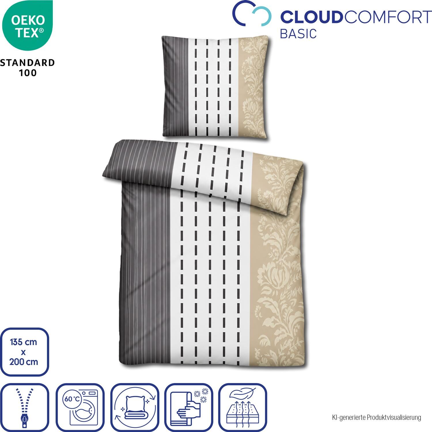 Juego de cama Cloud Comfort de satén Mako, 135 x 200 cm + 80 x 80 cm