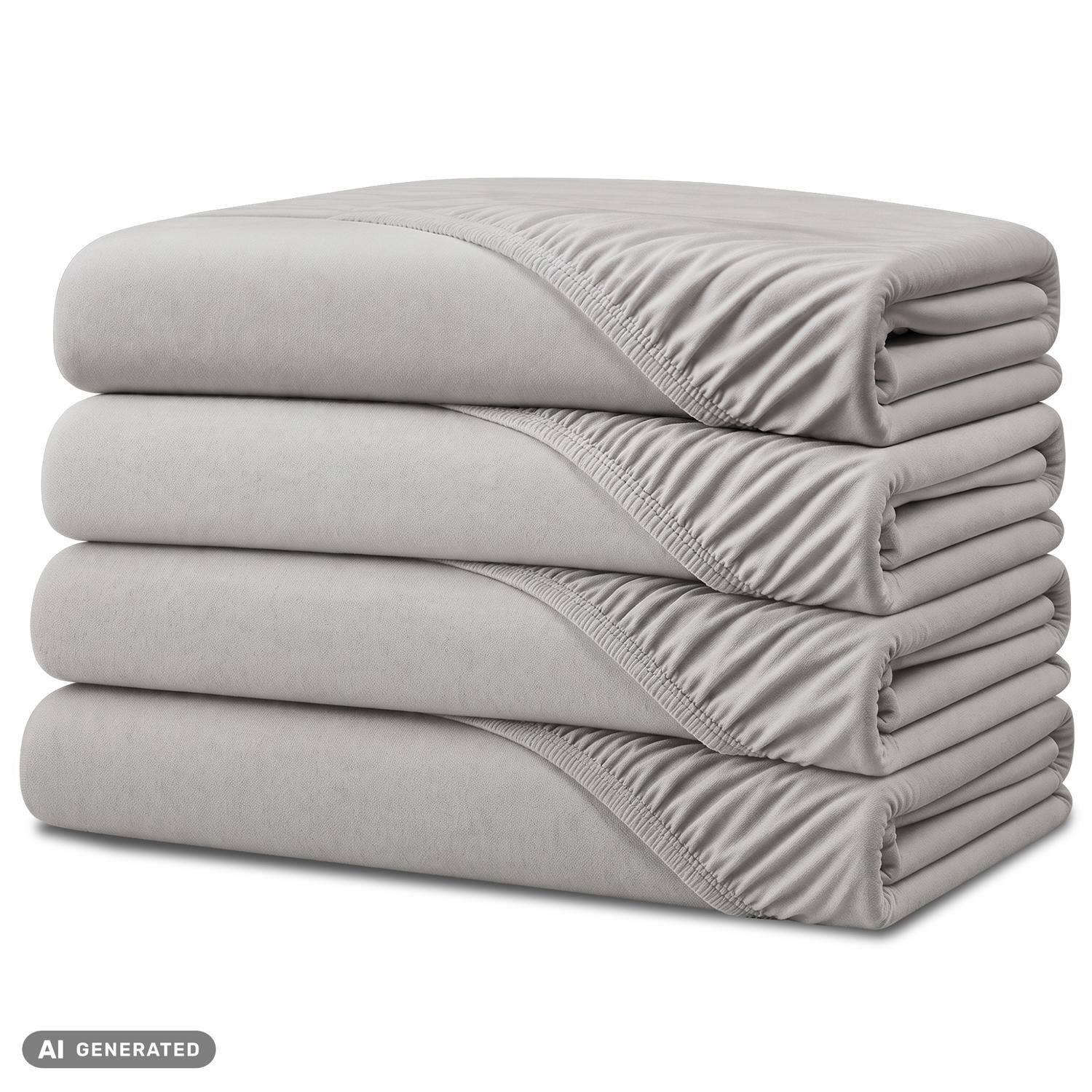 Juego de 4 sábanas bajeras CloudComfort Basic gris plata 90 x 190 - 100 x 200 cm