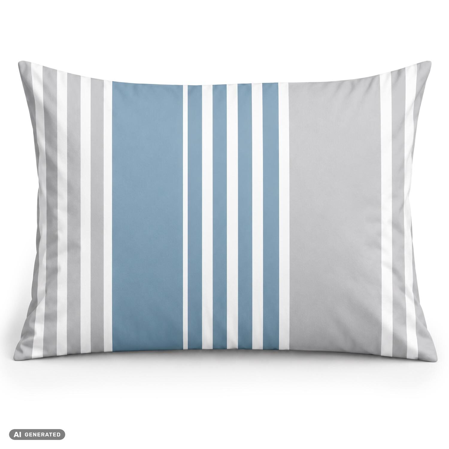 Funda de almohada de algodón CloudComfort Basic, a rayas azules y grises, juego de 2 unidades, 70 x 90 cm
