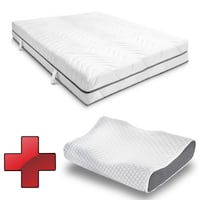 Colchón viscoelástico de 7 zonas Sleezzz Smart 140 x 190 cm, altura 18 cm, nivel de firmeza H3 con espuma viscoelástica con memoria de aire + almohada de gel Sleezzz® Premium