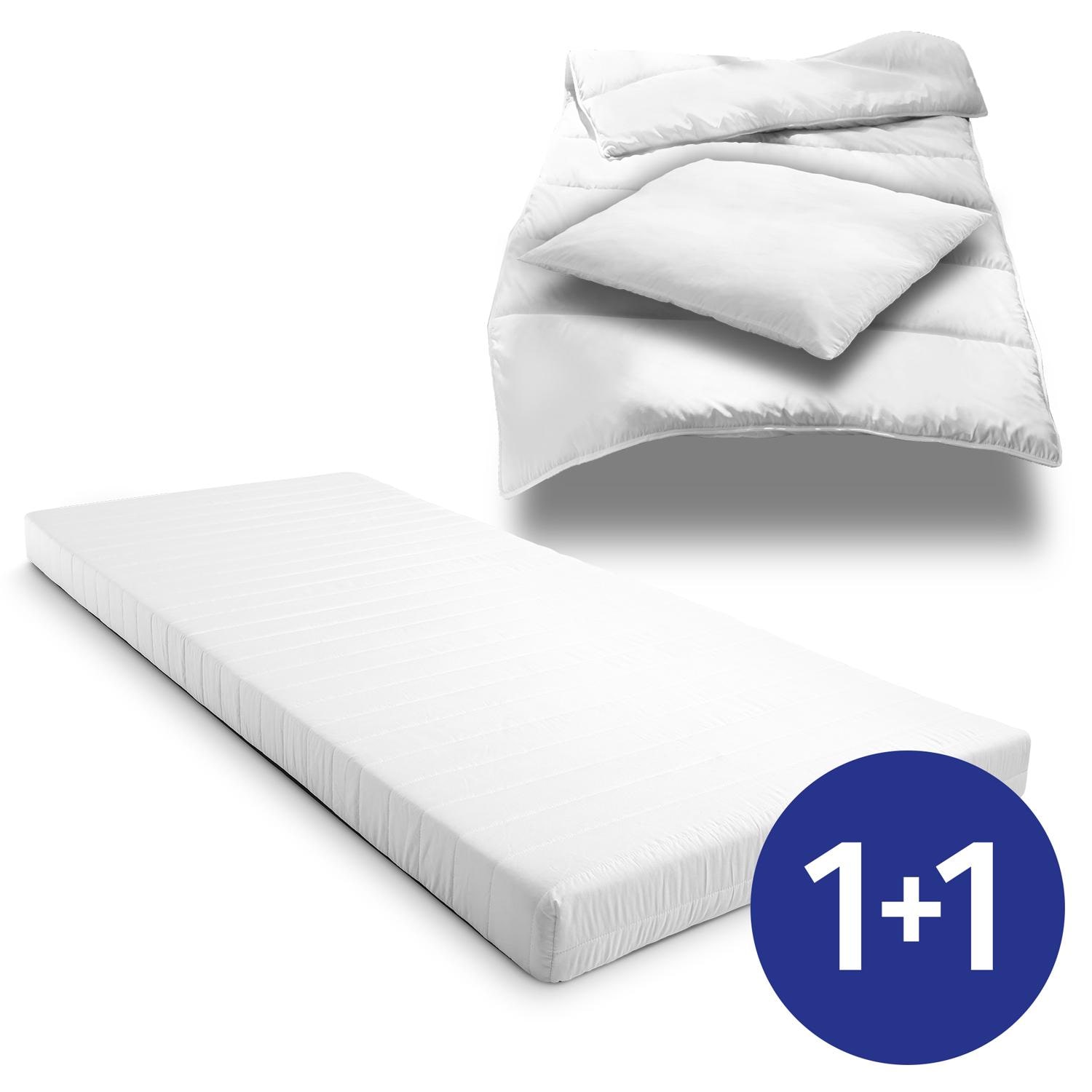 Colchón K10 90 x 200 cm H3 + juego de cama CloudComfort Basic de microfibra 135 x 200 cm + 80 x 80 cm