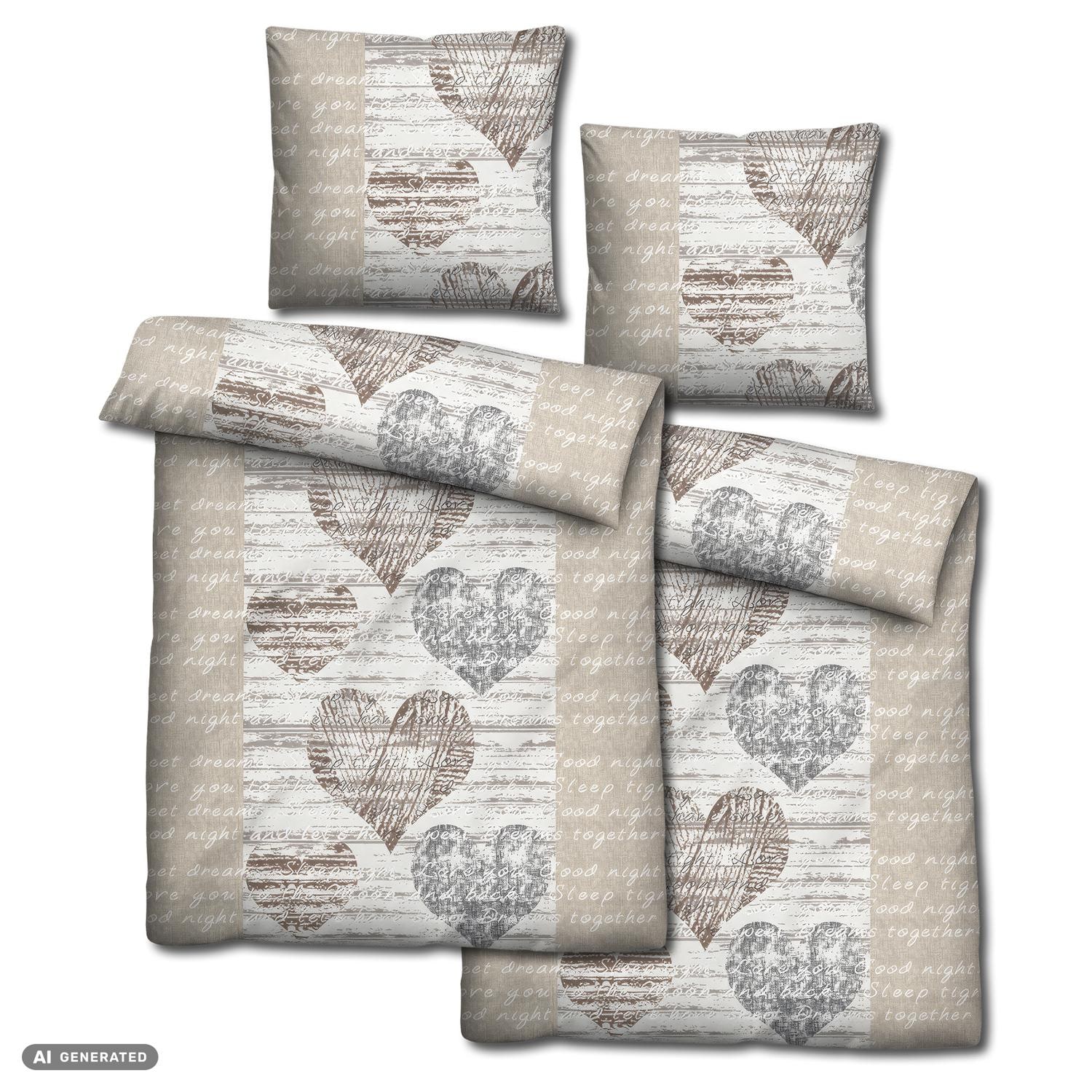 Juego de dos piezas de ropa de cama CloudComfort Basic de microfibra con motivos de corazones, 135 x 200 + 80 x 80 cm