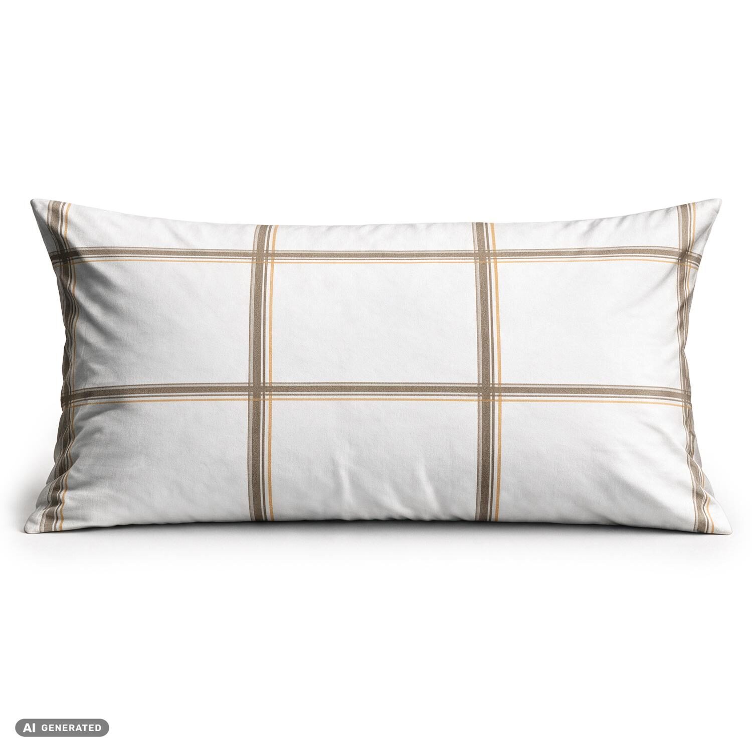 CloudComfort Basic: juego de 2 fundas de almohada de algodón a cuadros blancos, 40 x 80 cm