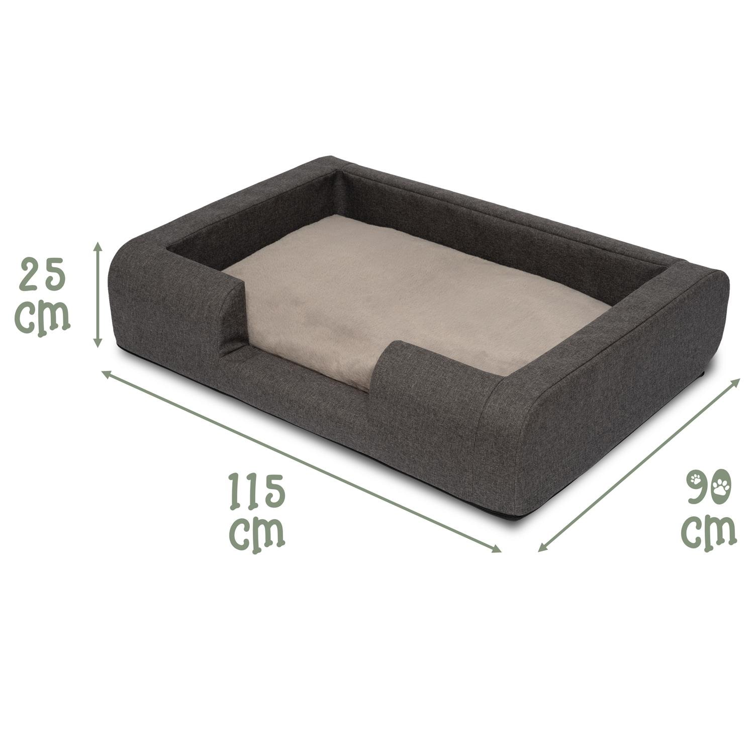 Cama ergonómica para perros Petzzz Daisy L 115 x 90 x 25 cm con cojín interior ortopédico