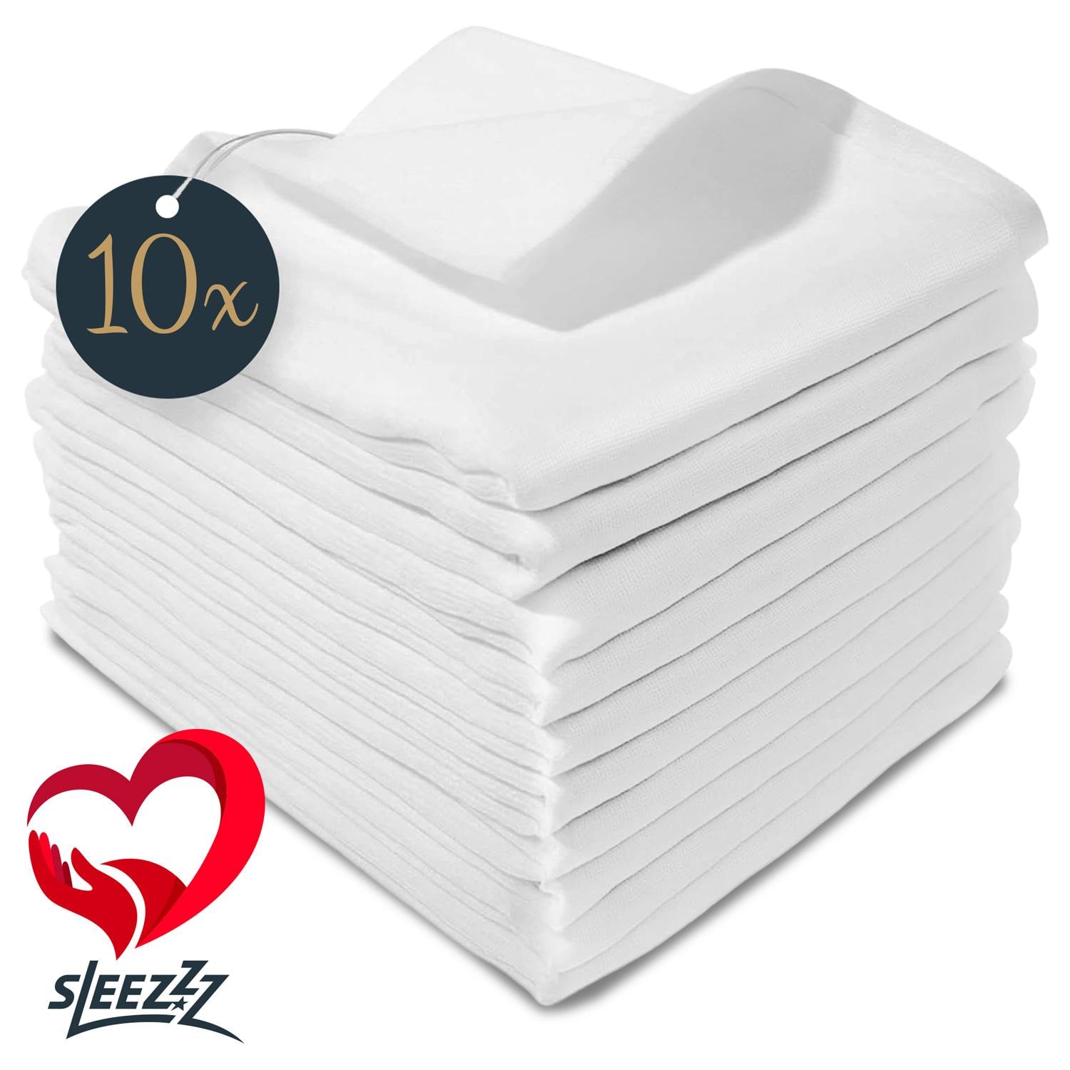 Pañales de gasa Sleezzz® 70 x 70 cm, blancos, paquete de 10 unidades