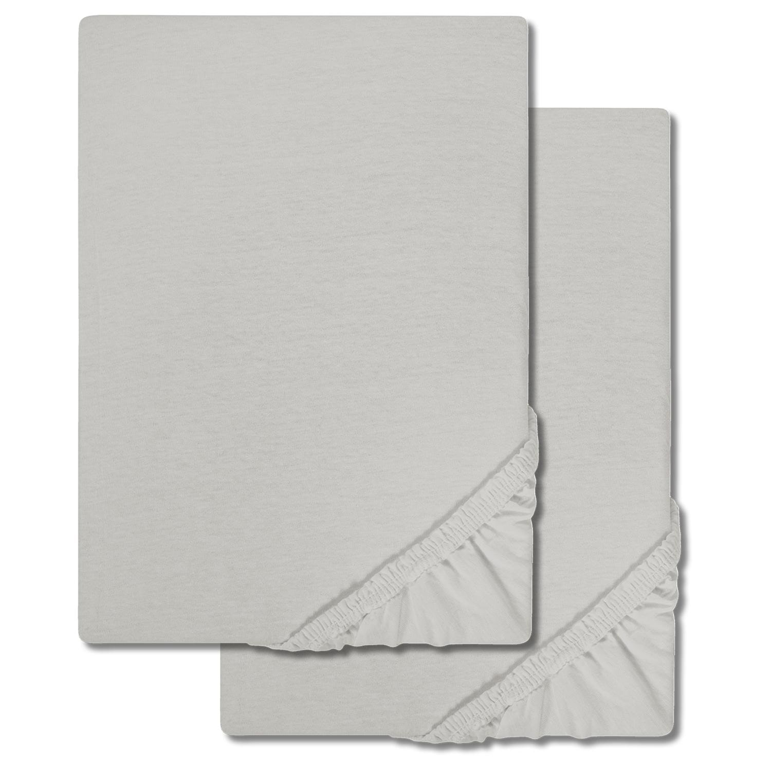 Juego de dos sábanas bajeras de algodón Castell Jersey, color gris plateado, 90 x 190 - 100 x 200 cm