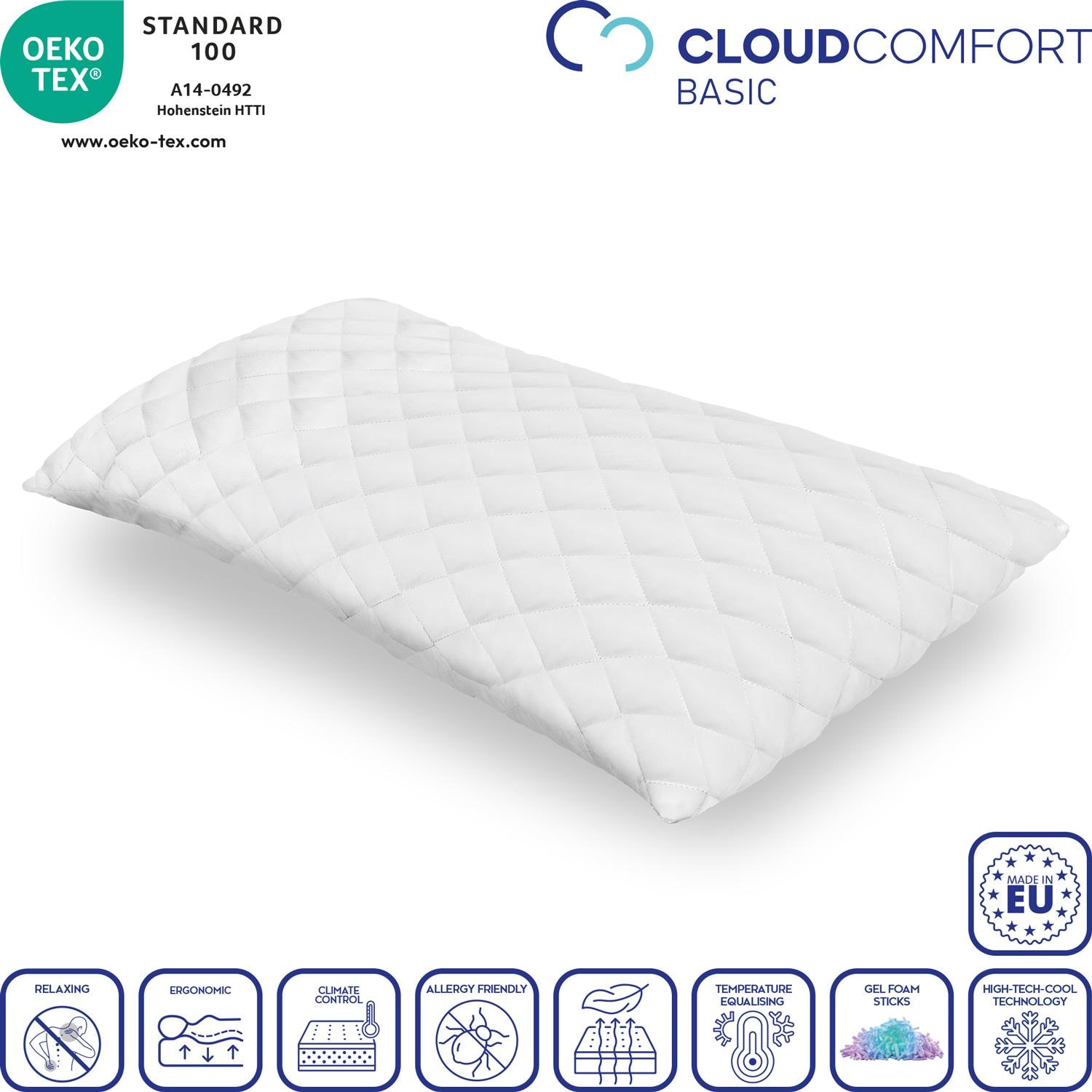 2 x CloudComfort Basic gel-flake pillow 40 x 80 cm