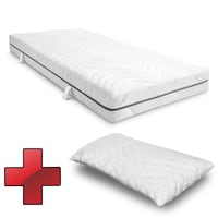 Colchón viscoelástico de 7 zonas Sleezzz Smart 90 x 200 cm, altura 18 cm, nivel de firmeza H3 con espuma viscoelástica con memoria de aire + almohada de gel CloudComfort Basic 40x80 cm