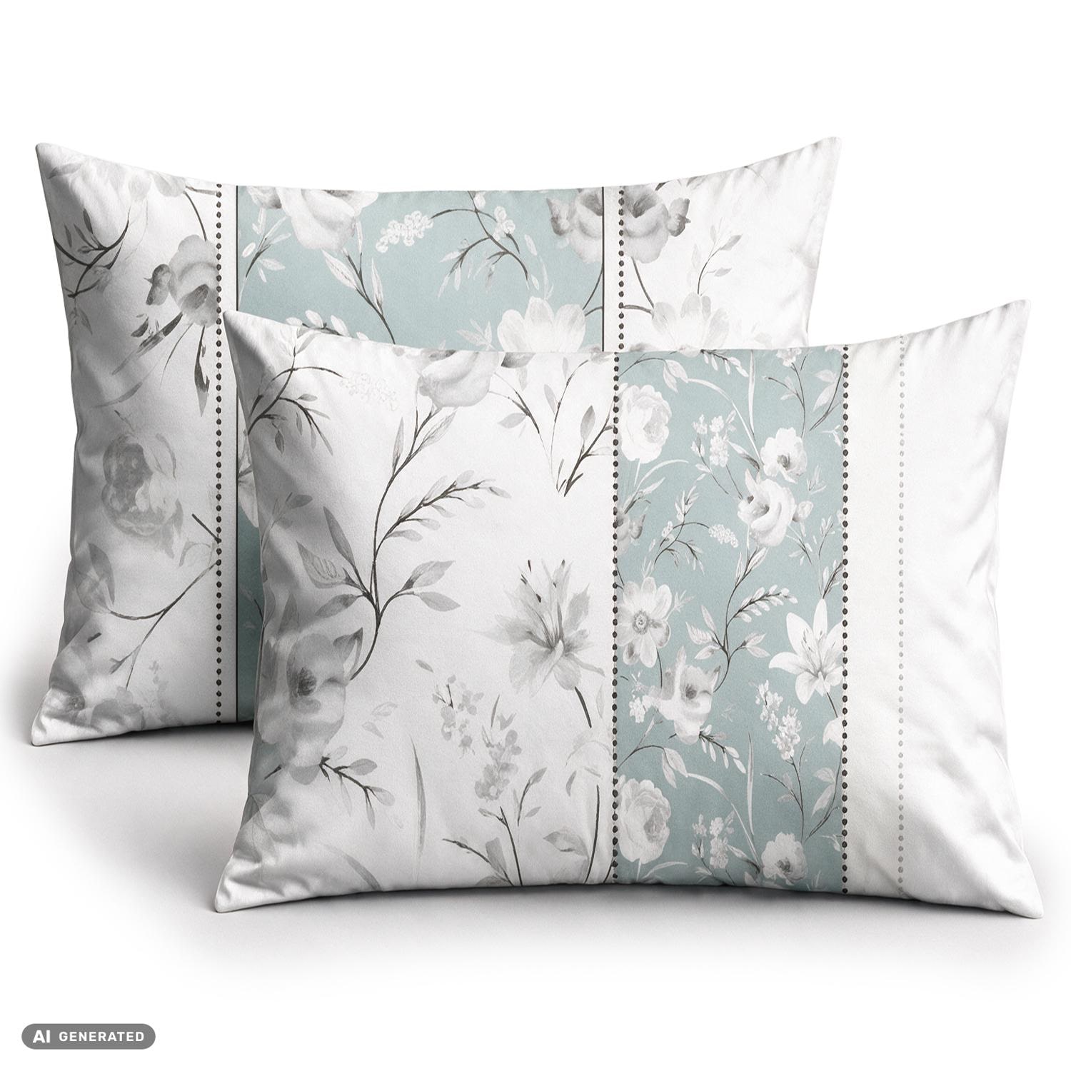 Funda de almohada de algodón CloudComfort Basic, azul claro/blanco, juego de 2 unidades, 70 x 90 cm