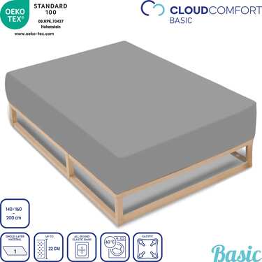 Embalagem dupla CloudComfort Basic lençol com elástico jersey cinzento prateado 140 x 190 - 160 x 200 cm (2 peças)