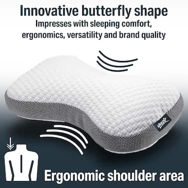 4 almohadas viscoelásticas Sleezzz Premium con contorno de mariposa, de 36 x 60 cm, con funda de doble tejido agradable al tacto