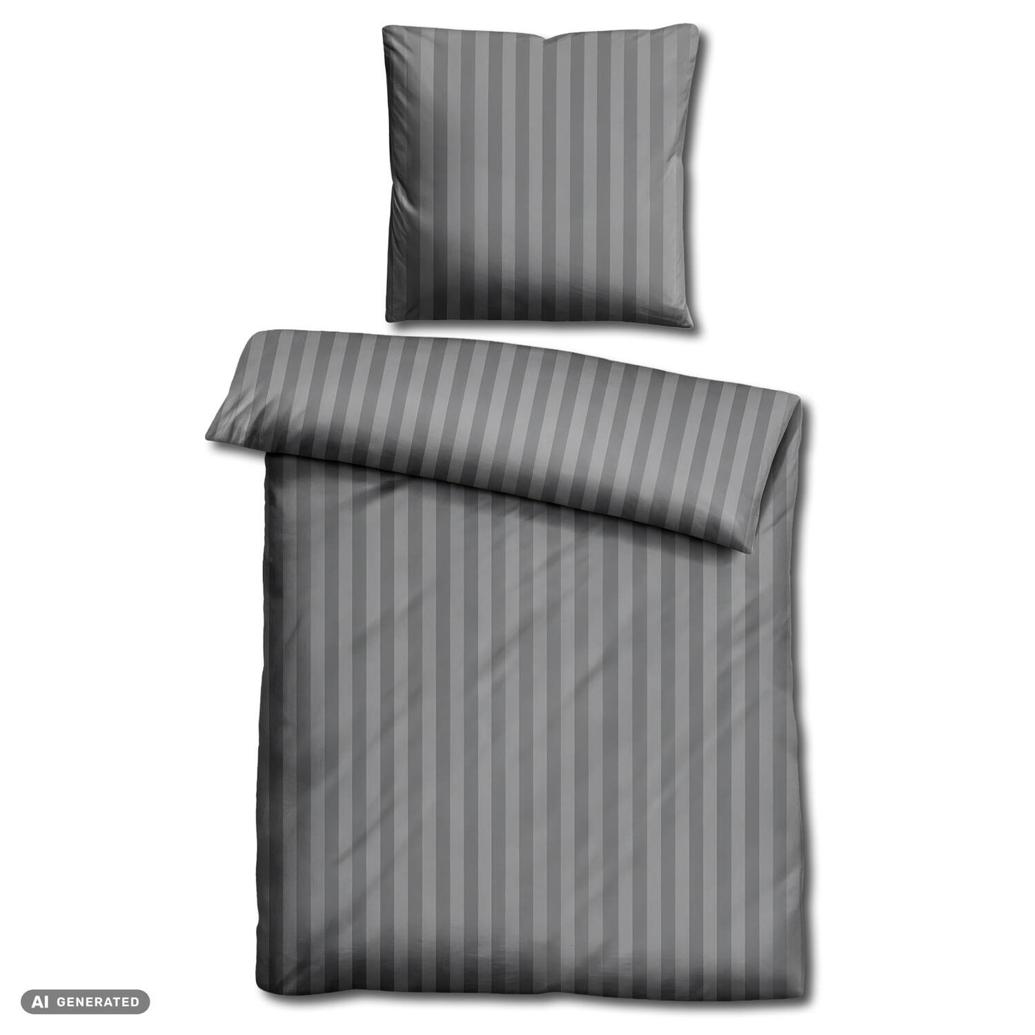 Juego de dos piezas de ropa de cama Cloud Comfort de satén de mako, color antracita, 135 x 200 cm + 80 x 80 cm