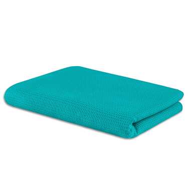 Manta waffle piqué algodón turquesa 130 x 180 cm
