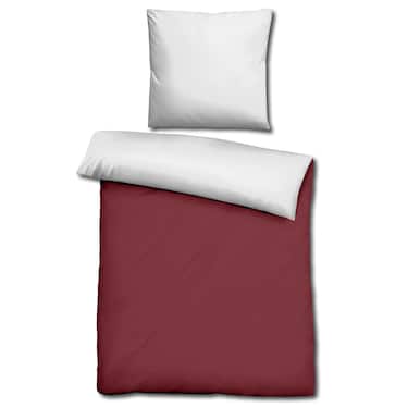 Double pack Sleezzz® Renforcé reversible bed linen dark red/white 135 x 200 + 80 x 80 cm